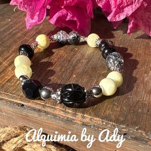 Chunky lemon jade beaded bracelet